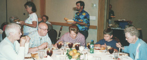 A table with several people eating