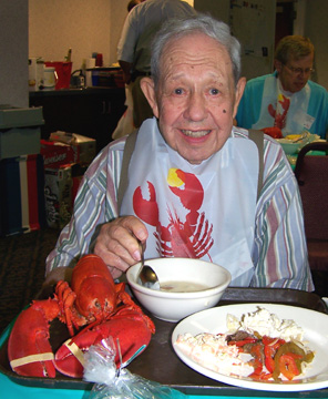 Virgil eating lobster