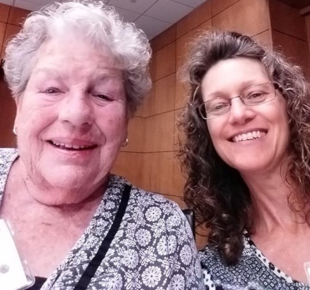 Two women smiling