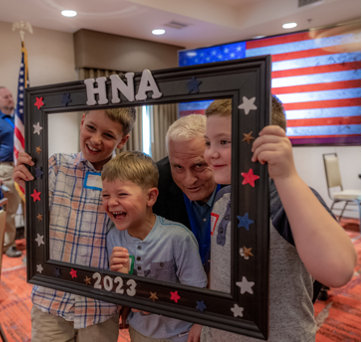 A family of four in a frame